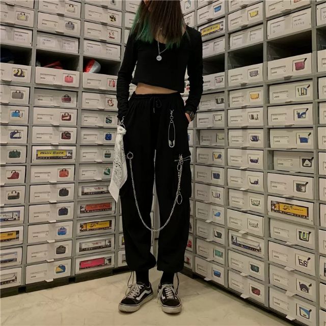 [ORDER+ẢNH THẬT] Quần joggers harem hip hop ulzzang chuỗi xích + ghim băng có túi và dây rút siêu chất | BigBuy360 - bigbuy360.vn