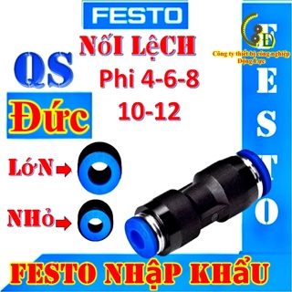 Khớp nối nhanh giảm dây hơi máy nén khí phi 4, 6, 8, 10, 12 - đầu cút co, giắc nối lệch ống khí festo QS, van tiết lưu