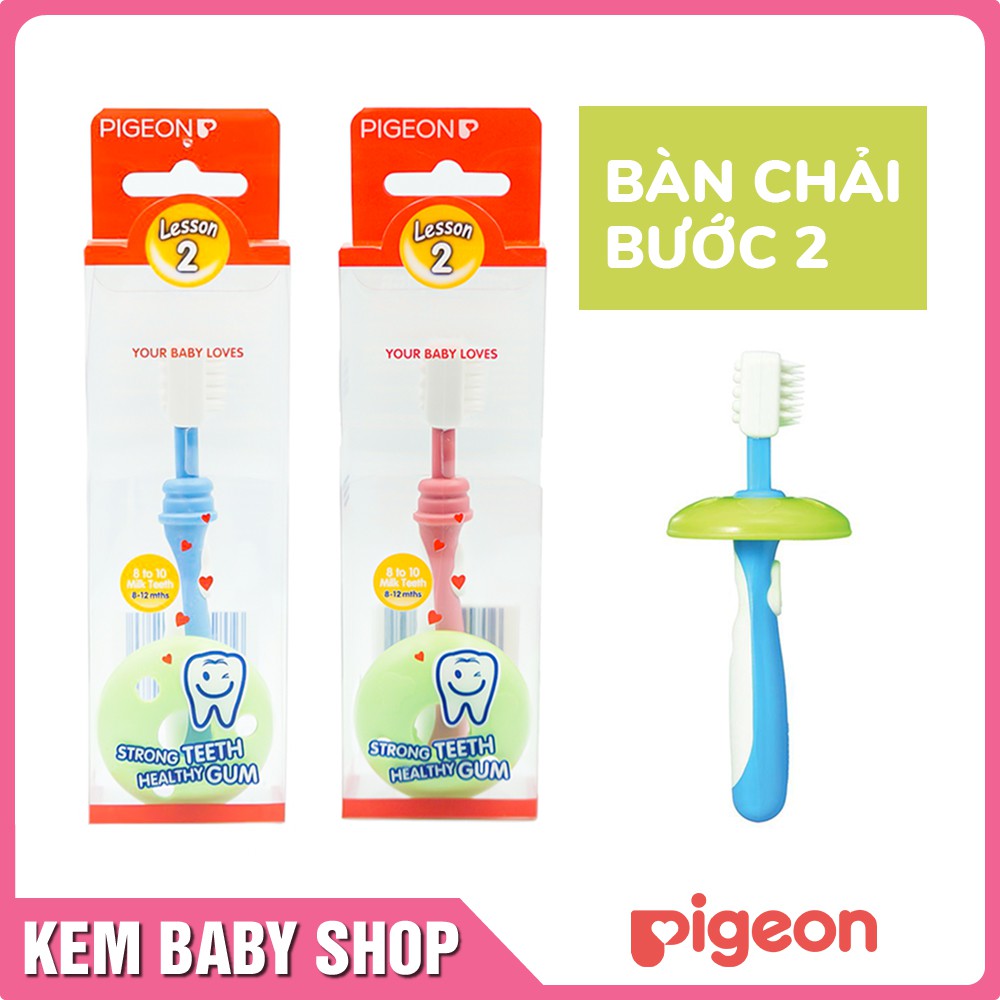 [Chính Hãng] Bàn chải đánh răng cho bé bước 2 Pigeon - Bàn chải tập đánh răng cho bé từ 8 đến 12 tháng