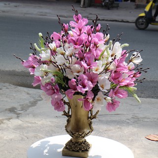 Cành mộc lan lụa 5 nhánh trang trí