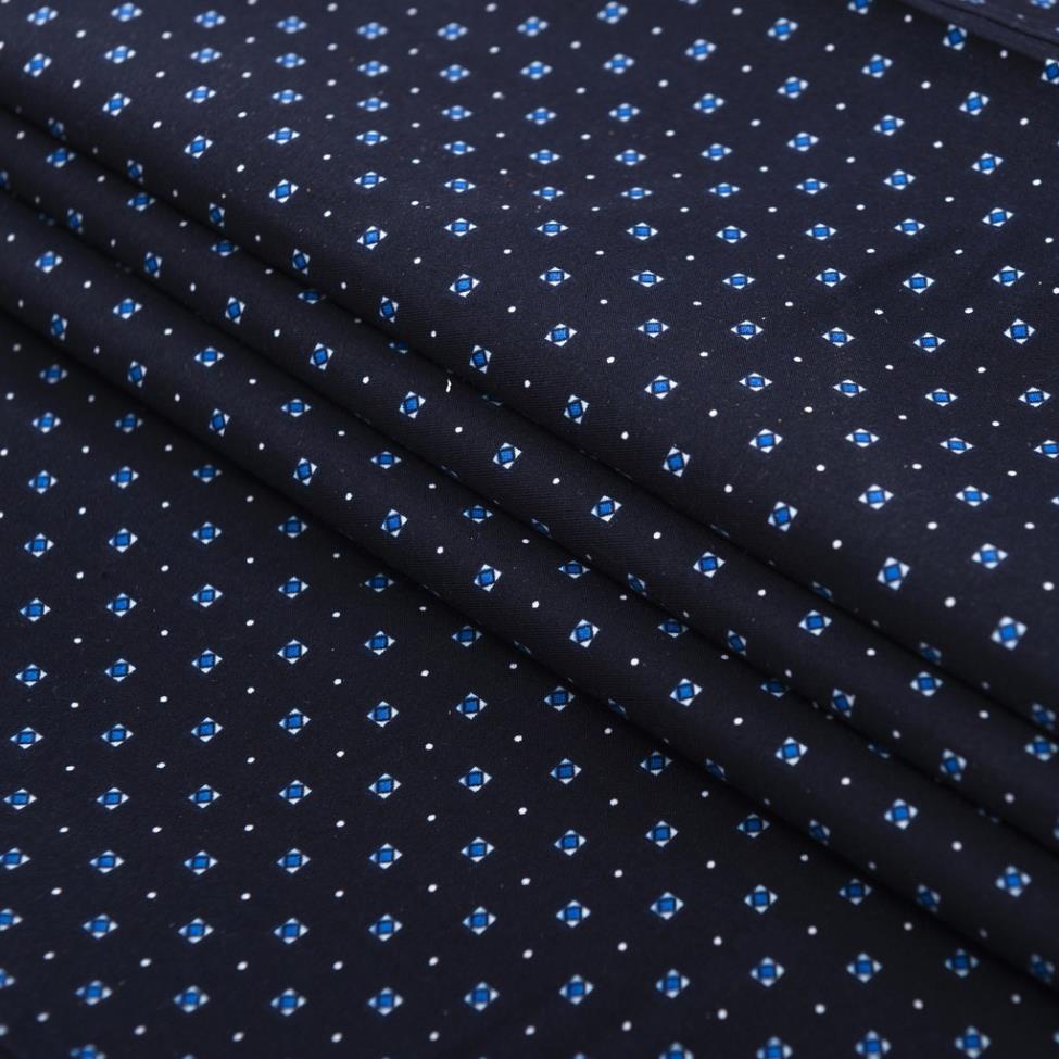 Áo Sơ Mi Nam Công Sở Anton Ngắn Tay Vải Cotton Họa Tiết Hoa Nhí Xanh Tím Than kiểu dáng việt tiến– 809