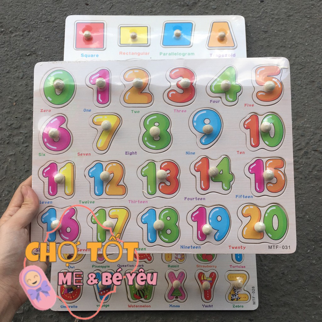 Đồ chơi bảng ghép hình núm gỗ Bảng gỗ có núm cho bé loại to đẹp 22×30cm nhiều chủ đề