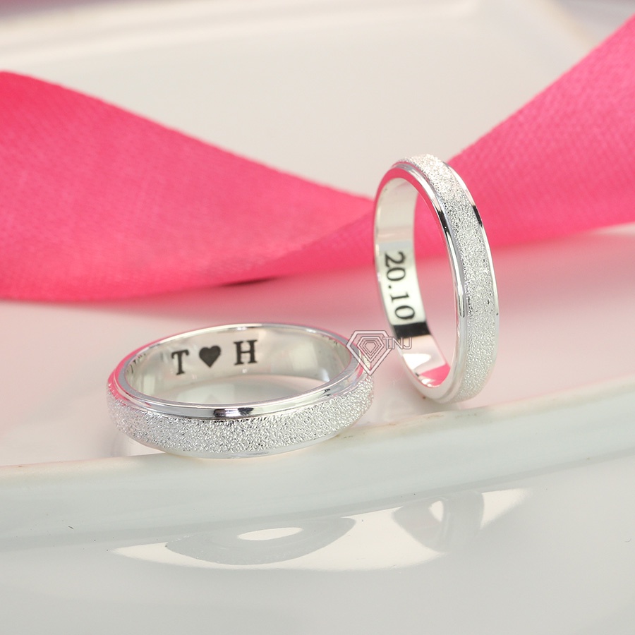 Nhẫn cặp đôi tình yêu nam nữ bạc thật khắc tên ND0441 Trang Sức TNJ