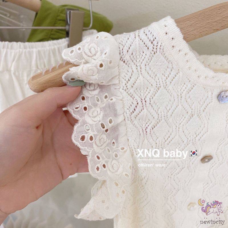 Set Áo Tay Cánh Tiên + Quần Short Thời Trang Hè Phong Cách Hàn Quốc Cho Bé Gái