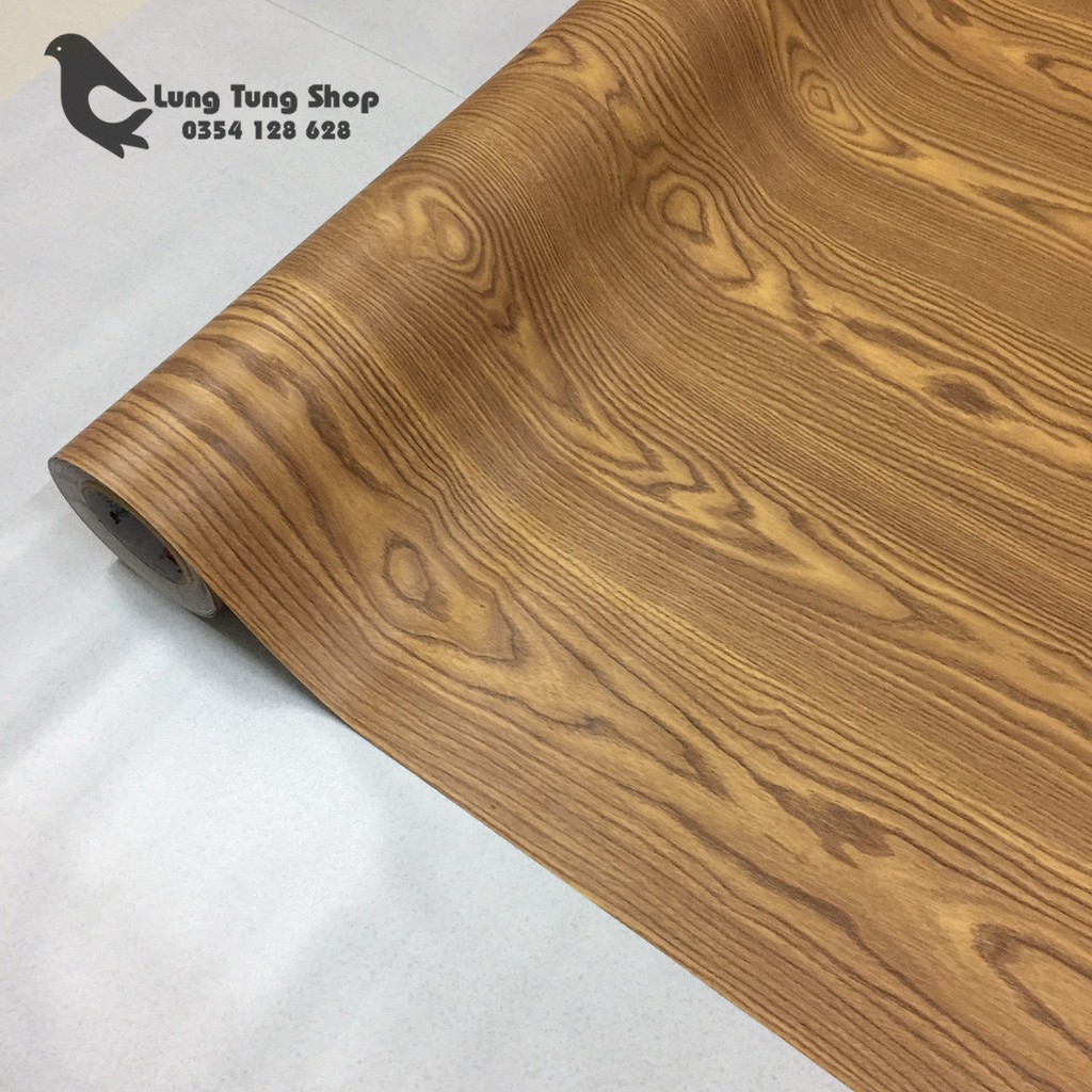 Decal gỗ nâu có sẵn keo - khổ 1,2m ( vân gỗ to )