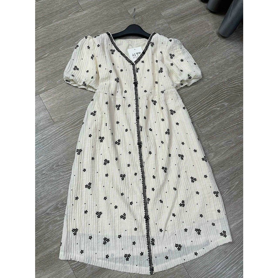 Váy bầu hoa khuy siêu xinh,dáng xuông,phong cách hàn quốc, mặc đi làm đi chơi đều được ,freesize 43-68kg VB13