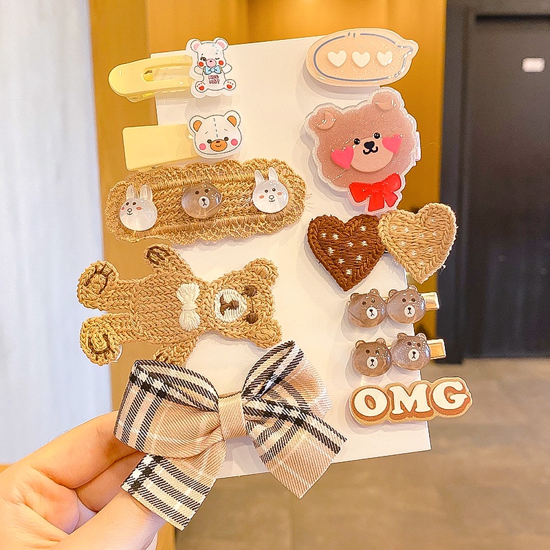 Bộ kẹp tóc phối lông nhung kiểu Hàn Quốc dễ thương thích hợp cho bé kẹp tóc cho bé