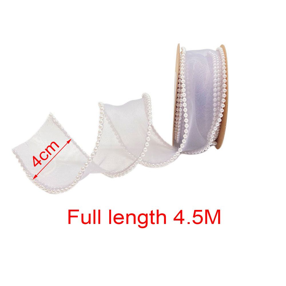 Dây Ruy Băng Đính Ngọc Trai Xinh Xắn Dùng Trang Trí Hộp Quà DIY