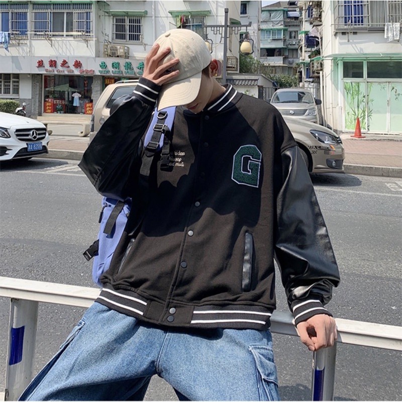 [Mã WASTMAY giảm 15% tối đa 30K đơn 150K] [Order taobao Áo khoác bomber phối tay da unisex ullzang | BigBuy360 - bigbuy360.vn