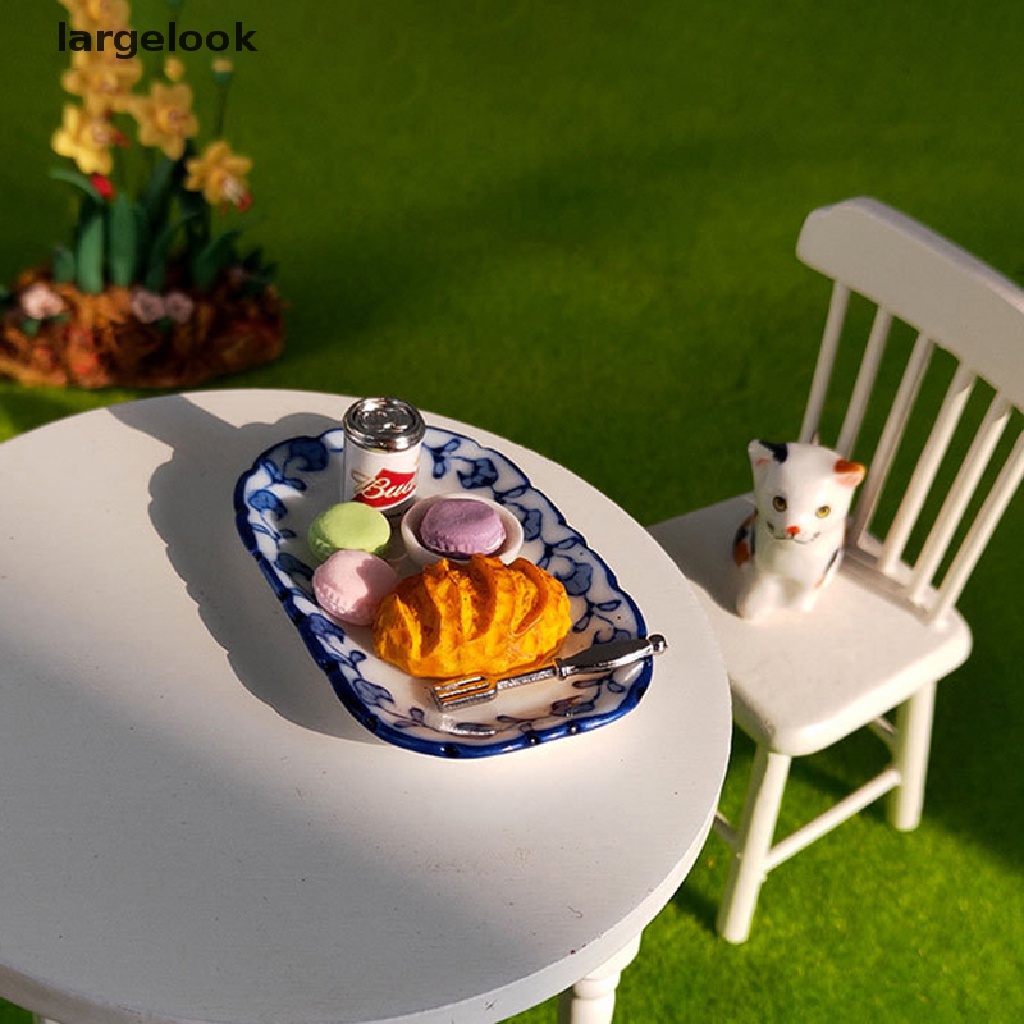 Bộ Mô Hình Bữa Sáng Macaron Bánh Mì Tỷ Lệ 1: 12 Dùng Trang Trí Nhà Búp Bê ♨Nóng Bỏng