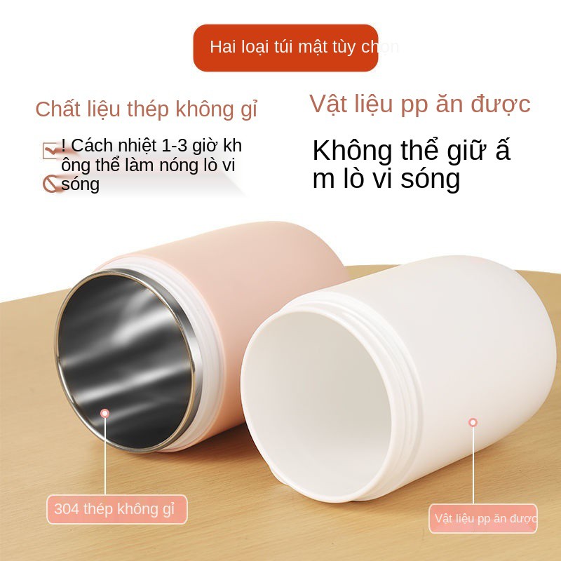 > Cốc tập uống cách nhiệt cho nữ sinh súp sữa Hàn Quốc bột yến mạch, đựng mạch có thìa, ăn sáng, thể dùng trong