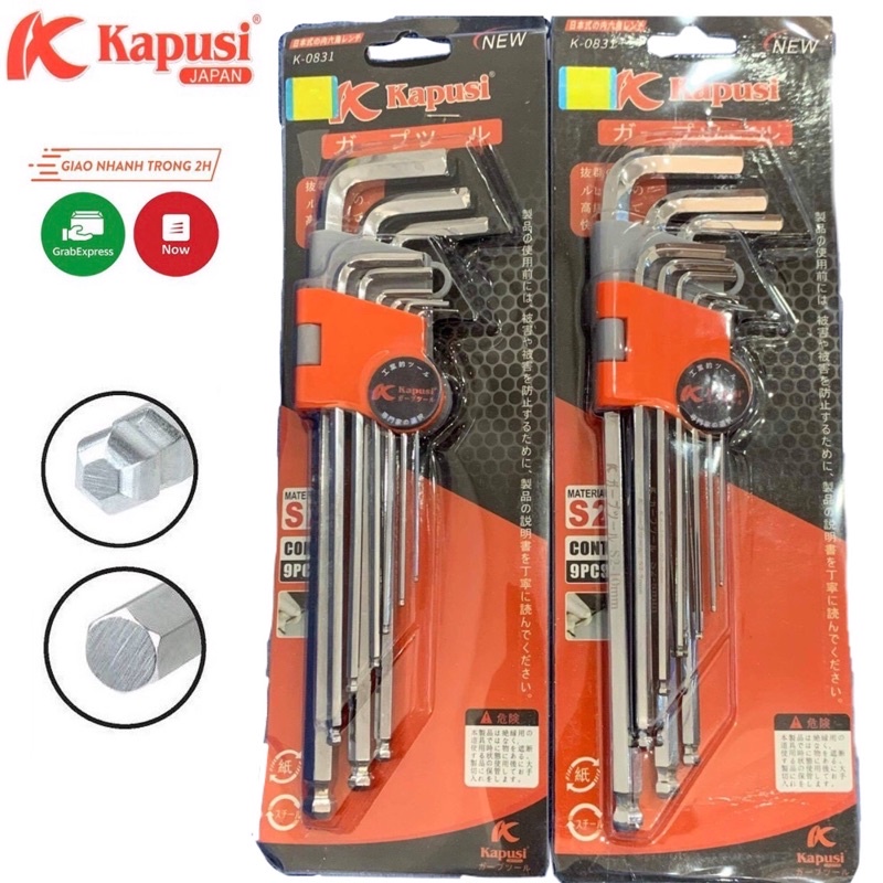 Bộ Lục Giác Bi KAPUSI JAPAN 9 Đầu Màu Bạc