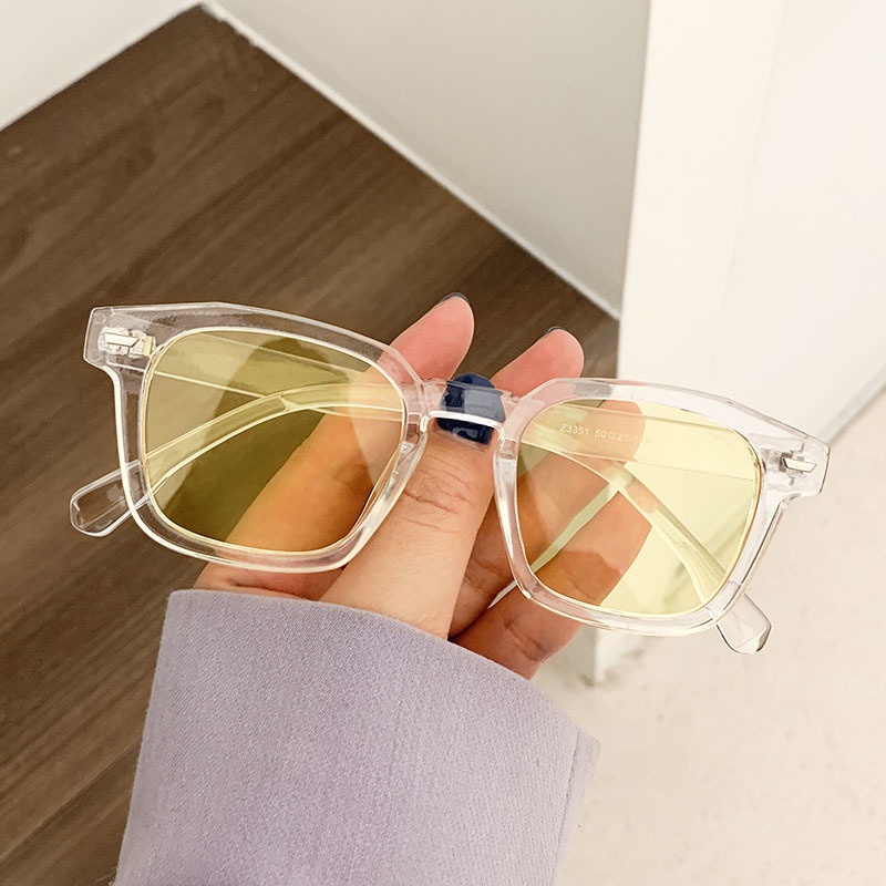 Kính Mát Gọng Vuông Màu Vàng Đen Phong Cách Cổ Điển Thời Trang