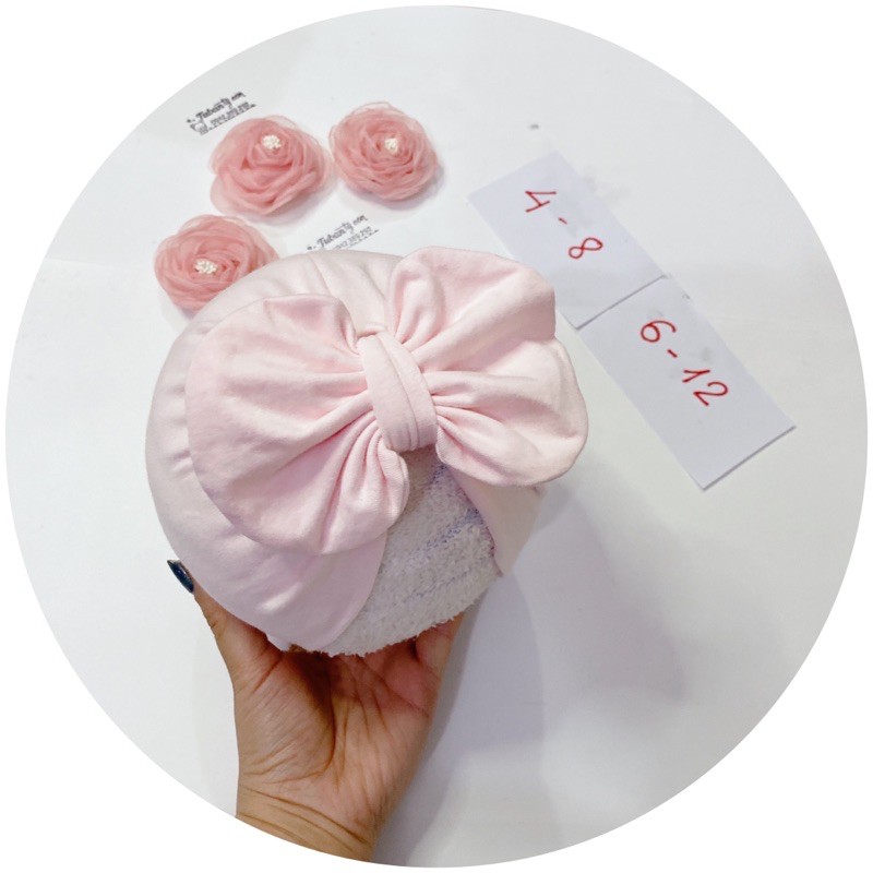 nón turban hồng baby( 4-8kg/ 6-12kg)