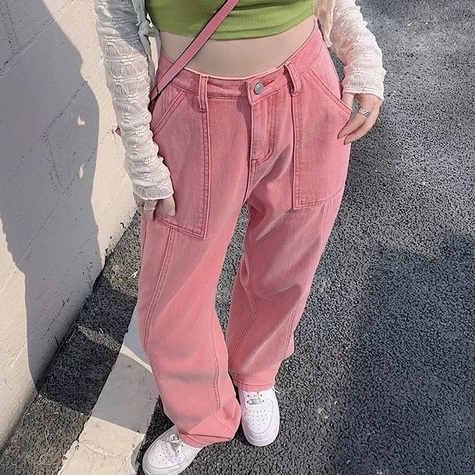 Quần Jeans Nữ Dài Ống Rộng Thời Trang Hàn Quốc Mới