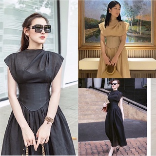Đầm xoè corset xếp li vai dự tiệc - Hàng thiết kế cao cấp