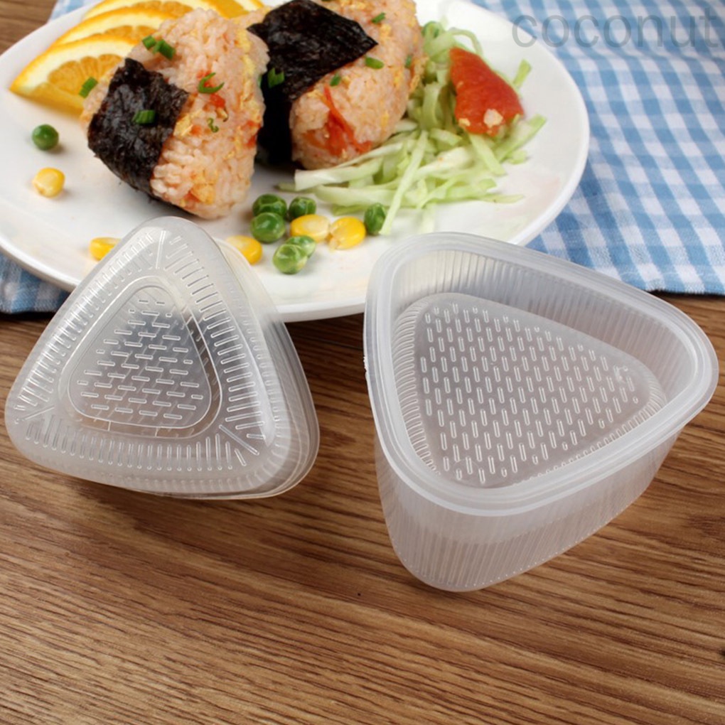 Set 2 Khuôn Làm Cơm Cuộn Hình Tam Giác Bằng Nhựa Pp Chống Dính Tiện Dụng