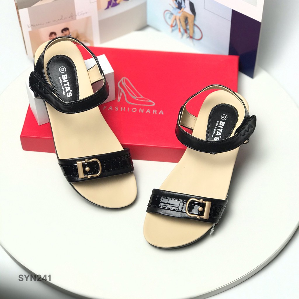 Sandal nữ BITAS ❤️FREESHIP❤️ Dép quai hậu học sinh đế bằng gắn khuy SYN241