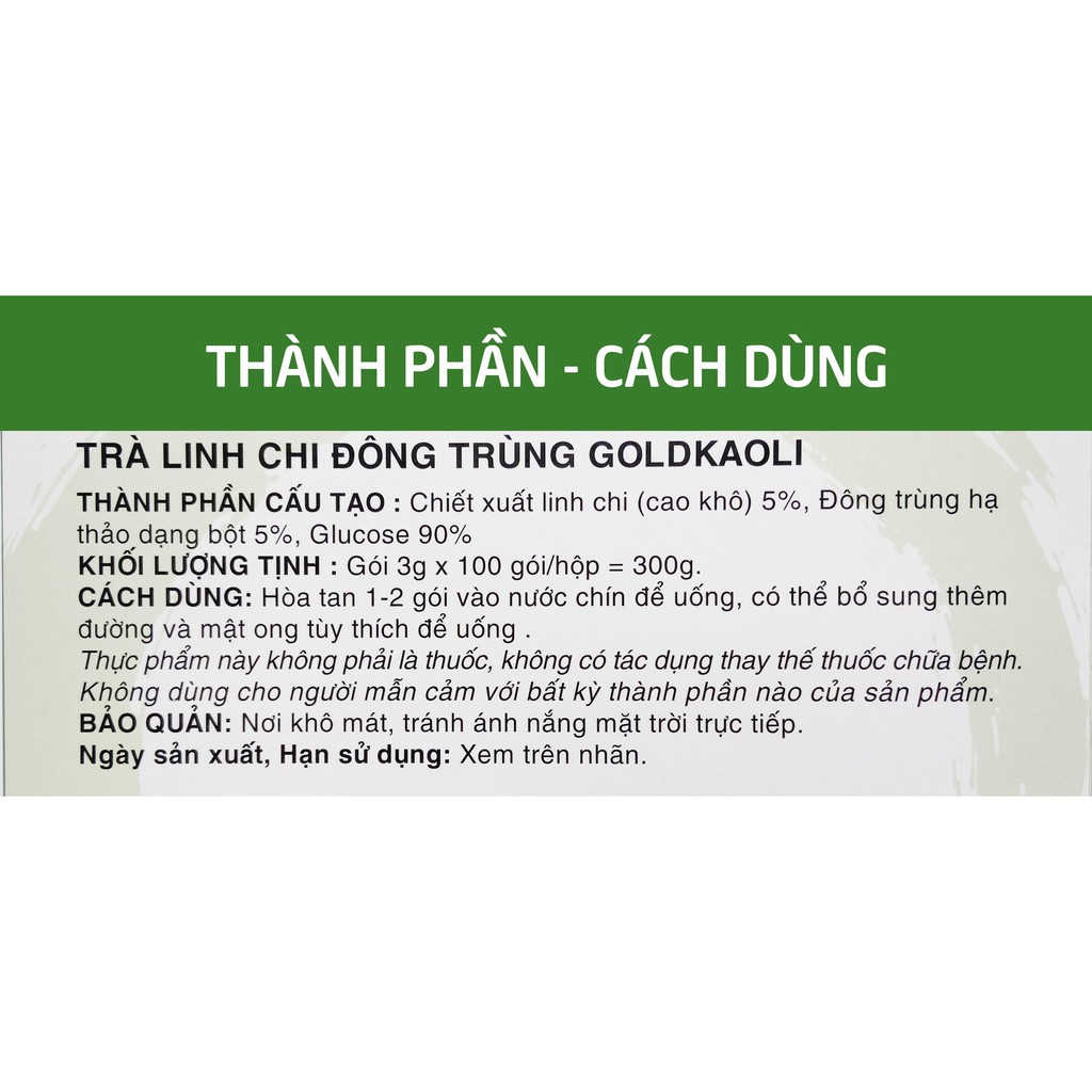 Trà Linh Chi Đông Trùng Hạ Thảo GoldKaoli 10 gói ( Bé ) - Tăng sức đề kháng, bồi bổ cơ thể