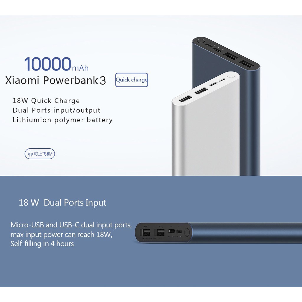 Pin Sạc Dự Phòng Xiaomi Fast Charge Power Bank 3 18W 10000mAh | VXN4274GL | Hàng Chính Hãng | Digiworld Phân Phối