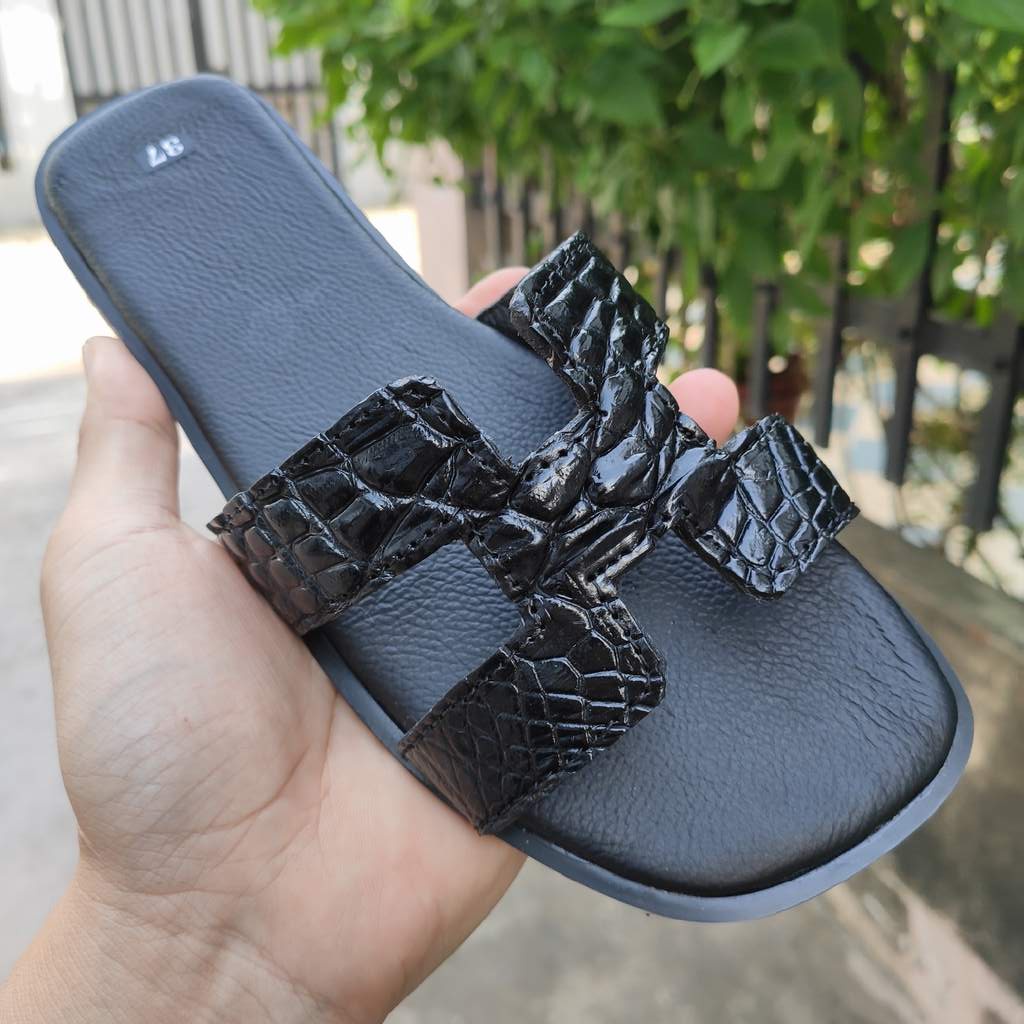 Dép nữ CHỮ H da cá sấu cao cấp!