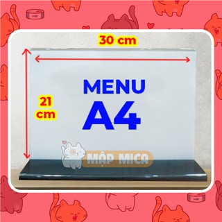 Kệ Menu Mica NGANG A4 Đế Lùa