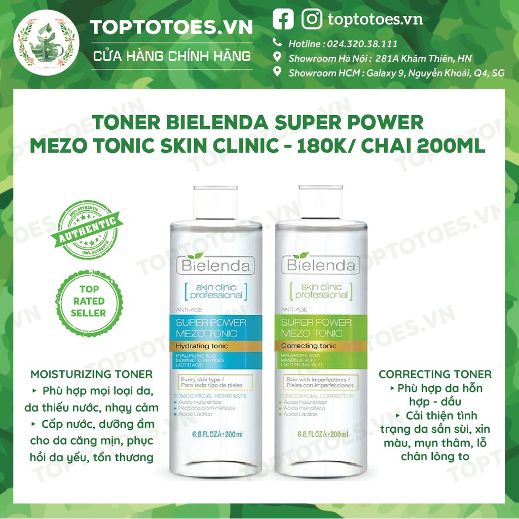 Toner Bielenda Super Power Mezo Tonic Skin Clinic Correcting làm căng bóng