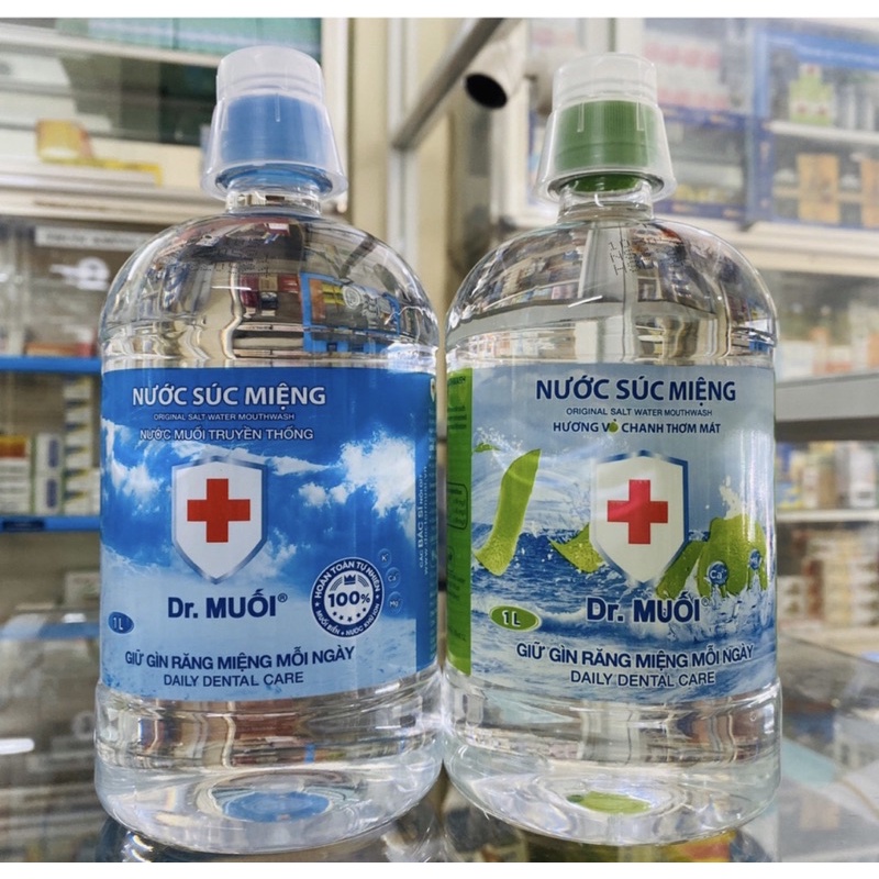 [CHAI 1000ML] NƯỚC SÚC MIỆNG DR MUỐI TRUYỀN THỐNG VÀ VỊ CHANH THƠM MÁT