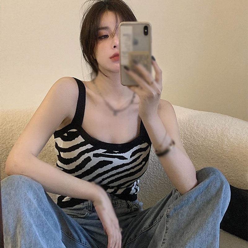 Áo Nữ Không Tay Họa Tiết Sọc Ngựa Vằn Thời Trang Cá Tính