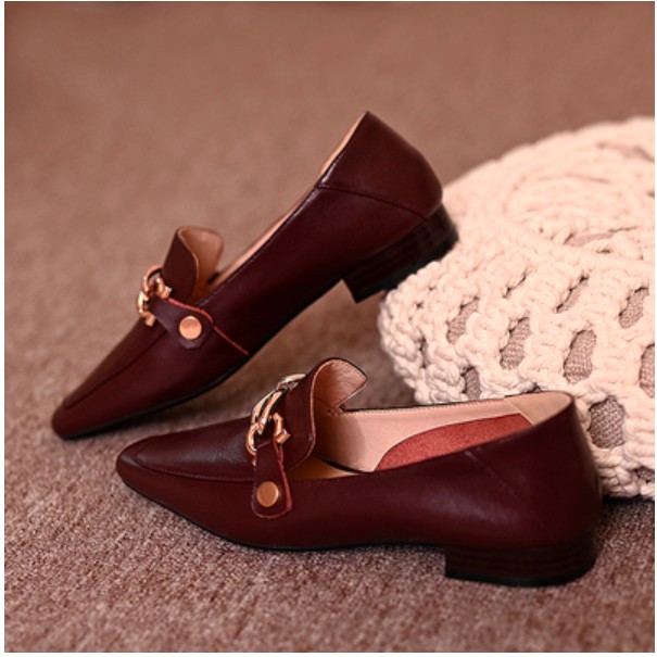 Giày lười đế thấp khóa kim loại cao cấp sang chảnh phong cách châu âu hiện đại đơn giản. hàng quảng châu GCC1079 | BigBuy360 - bigbuy360.vn