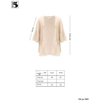 Áo khoác len mỏng nữ, tay lửng Twentyfive NK9