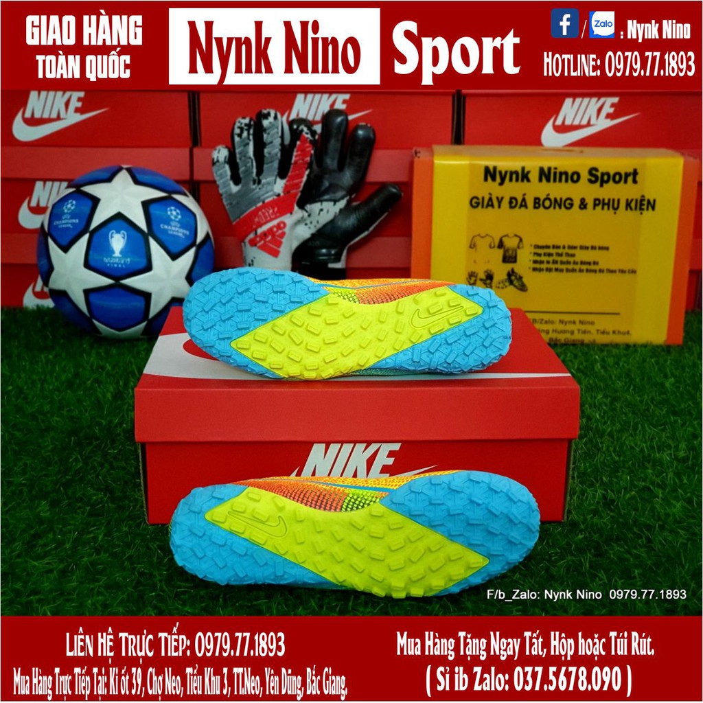 Giày Bóng Đá TQ Mercurial 13 Academy Nõn Chuối Xanh Ngọc Vạch Cam TF