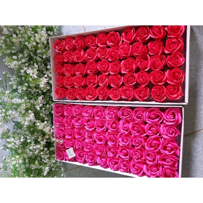 50 bông hoa hồng sáp đỏ 3 lớp loại 1 đẹp