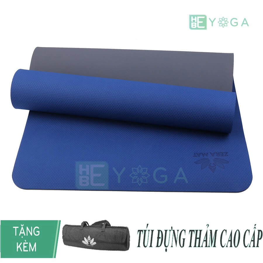 Thảm Tập Yoga TPE Zera Mat 8mm 2 Lớp Màu Xanh Dương Kèm Túi Cao Cấp