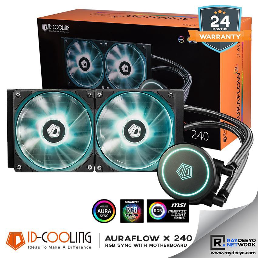 TẢN NHIỆT NƯỚC ID-COOLING AURAFLOW X 240, X120 AIO ( RGB SYNC, Pump 2100RPM, 240mm Radiator, PWM Fans*2, Intel&AMD )