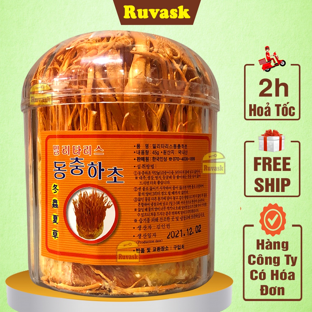 Nấm Đông Trùng Hạ Thảo Khô Hàn Quốc Sấy Thăng Hoa - Hoa Đông Trùng Hạ Thảo Nguyên Con Gốc Nuôi Cấy Vị Tươi Ngon Ruvask
