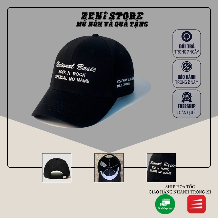 Mũ lưỡi trai, Nón kết xuất khẩu Zeni Store thêu chữ nổi kiểu dáng Basic Siêu HOT Freeship, Full Hộp