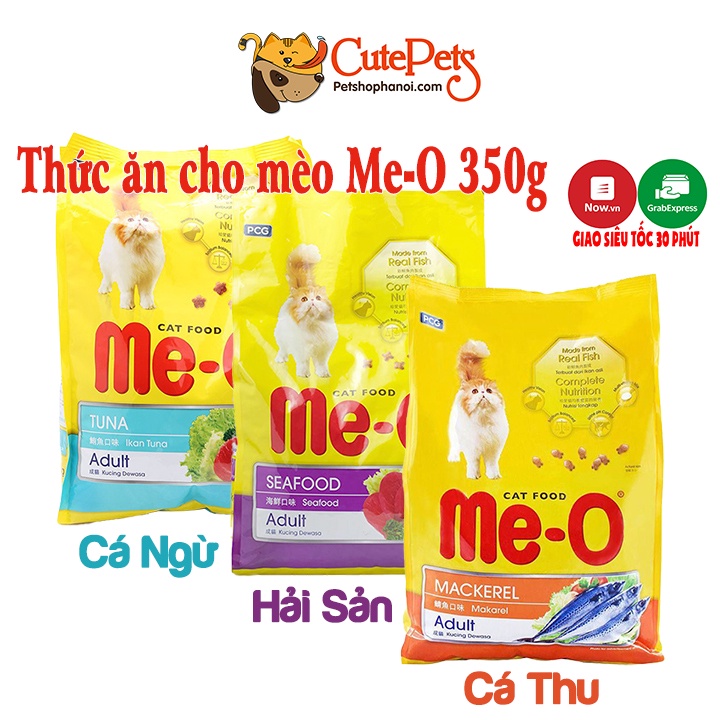 Thức Ăn cho mèo Me-O Adult 350g Vị Hải sản Cá Ngừ Cá thu Hạt cho mèo trưởng thành - Phụ kiện thú cưng