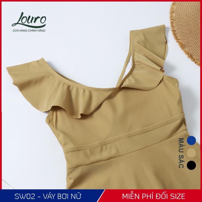 Áo bơi nữ 1 mảnh liền kín đáo Louro, kiểu bikini đi biển tay ngắn chun eo phong cách đồ bơi hàn quốc - SW02 New12 | BigBuy360 - bigbuy360.vn