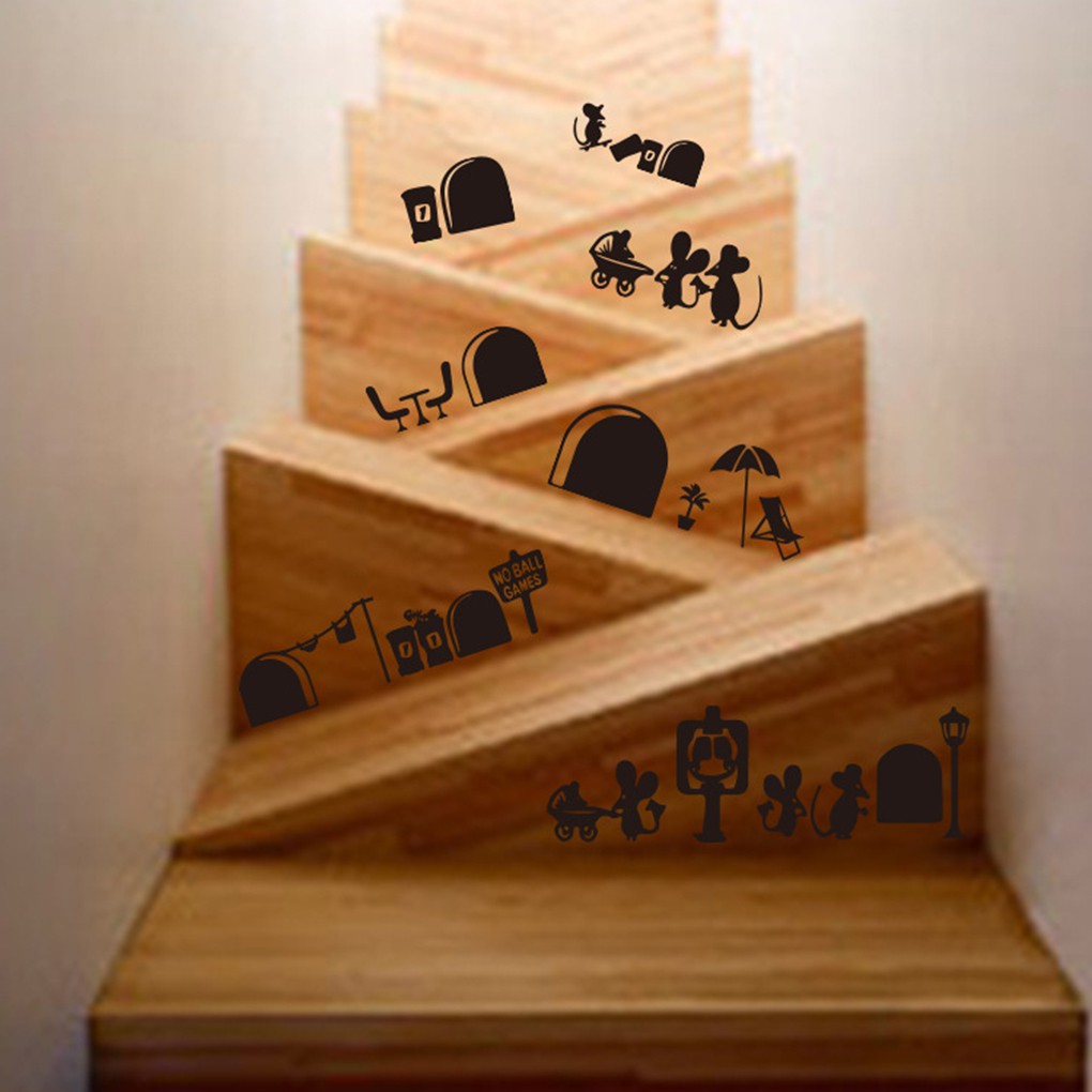 【VOLLTER】 Wall Art Decal Cartoon Cute Stairs Adhensive Sticker Floor Cornor PVC Waterproof Home Decoration