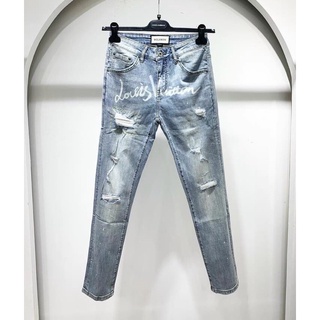Quần biker Lv xanh mài rách bản quảng châu cực đẹp mới 2021