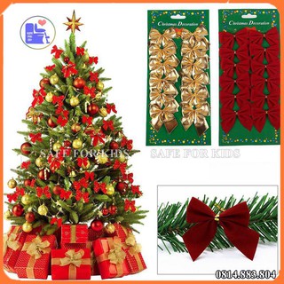 Set 12 Nơ Trang Trí Noel Đỏ Rực Rỡ - Đồ Trang Trí Noel Cây Thông Phụ Kiện Cực Xinh