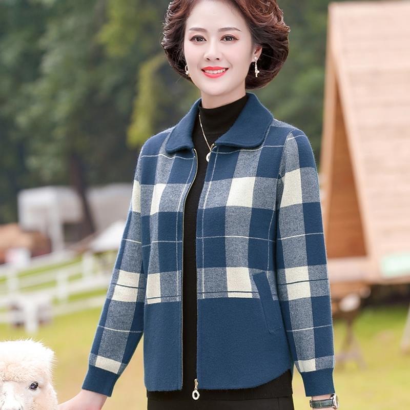 Áo khoác len dáng ngắn xuân thu đông 40 tuổi 50 quần áo phụ nữ trung niên