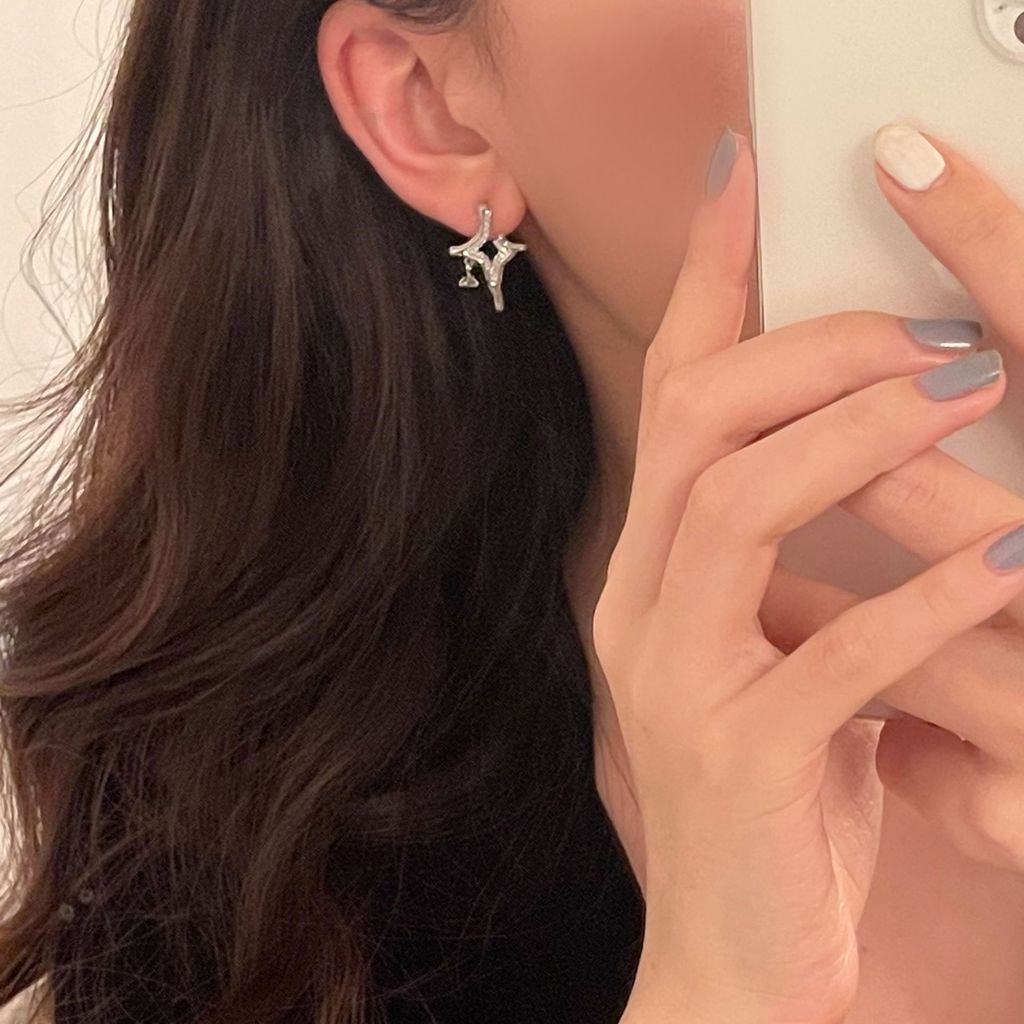 Khuyên Tai Ngôi Sao Rỗng Đính Đá Sang Trọng Chất Lượng Cao Cho Nữ