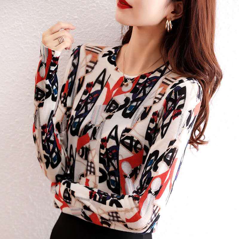 NRVP Áo Thun Nữ Cổ Tròn Dài Tay In Họa Tiết Thời Trang Xuân Hè 2021