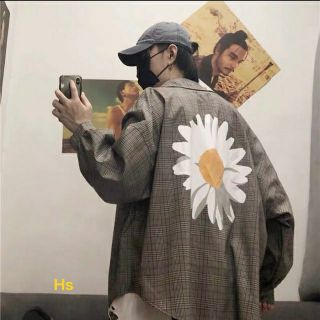 Áo sơ mi kẻ hoa cúc nam nữ cá tính