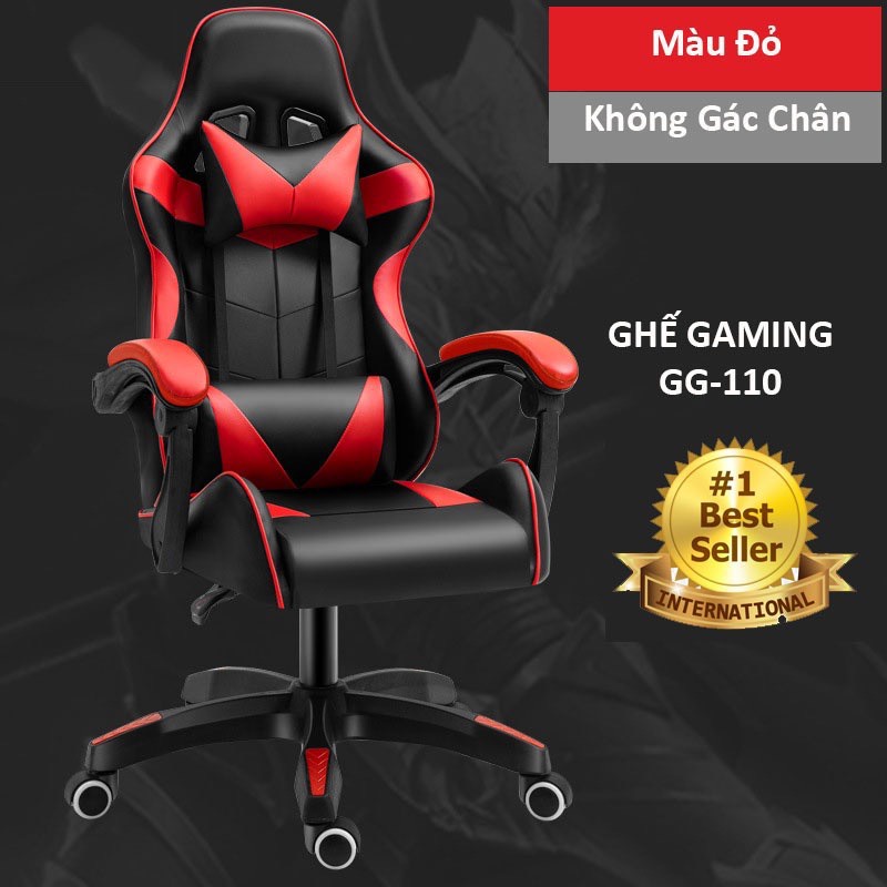 Ghế Gaming Cao Cấp - Ghế Xoay Chất Liệu Da PU,Chân Nhựa - Có Massage, Gác Chân - Tặng Gối Tựa Cổ - Đủ Màu - MẪU HOT2022