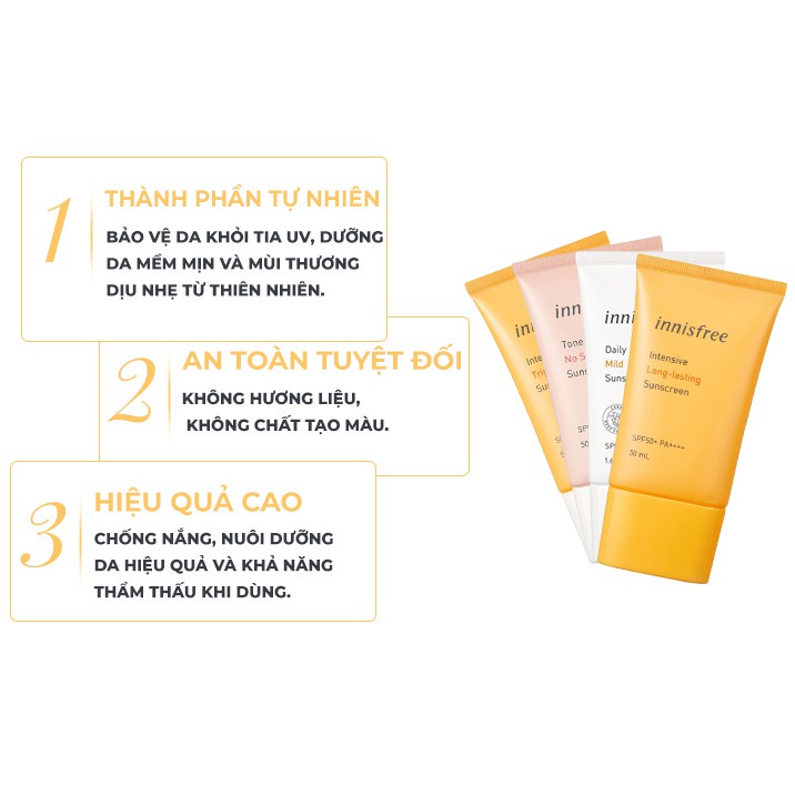 Kem Chống Nắng Innisfree Intensive Sunscreen SPF50+ PA+ 50ml Mẫu Mới