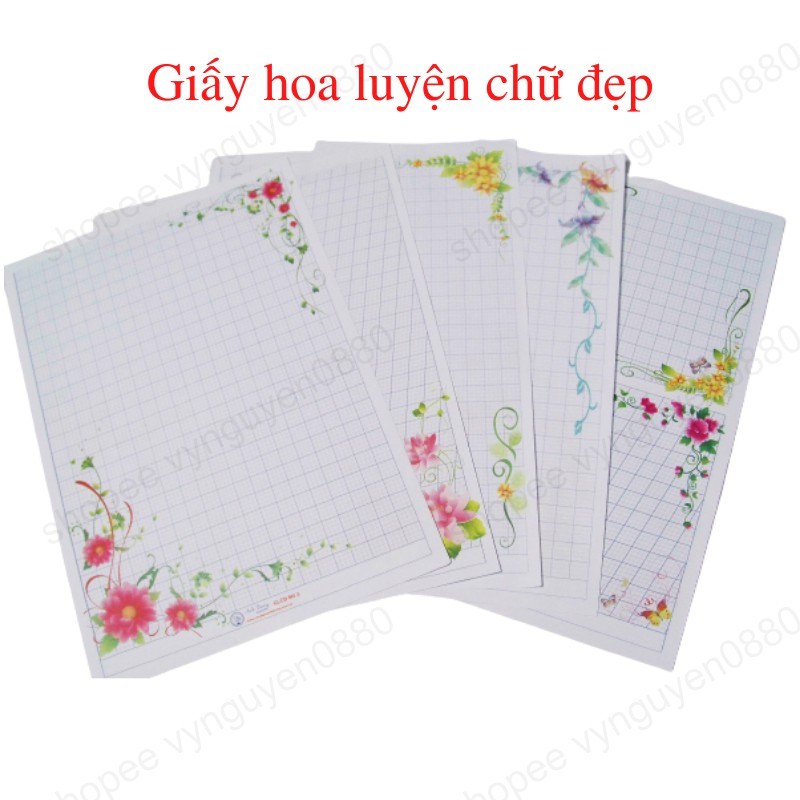 Xấp 50 tờ giấy hoa luyện chữ đẹp, vẽ trang trí