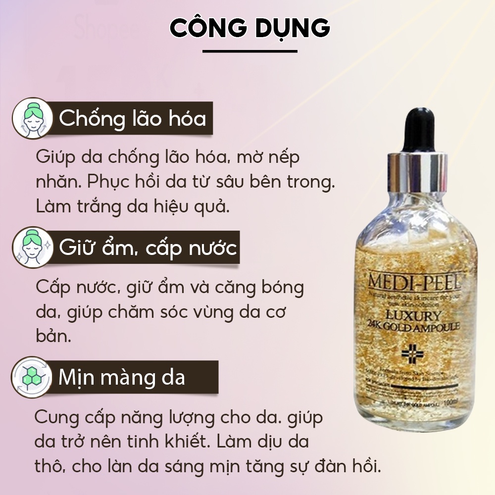 Serum vàng 24k Gold MEDIPEEL làm trắng da chống lão hóa tái tạo và săn chắc da Hàn Quốc 100ml